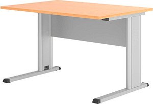 HAMMERBACHER GS12 Schreibtisch buche rechteckig, C-Fuß-Gestell silber 120,0 x 80,0 cm