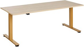 HAMMERBACHER XMST19 elektrisch höhenverstellbarer Schreibtisch eiche rechteckig, T-Fuß-Gestell gold 180,0 x 80,0 cm