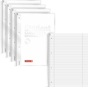 BRUNNEN Collegeblöcke Student Lineatur 27 liniert DIN A4 Innen- und Außenrand, 5 Blöcke