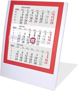 Tischkalender Einsteckkalender 2026/2027 weiß/rot