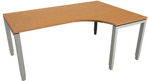 Thumbnail - fm Sidney höhenverstellbarer Schreibtisch buche C-Form, Bügel-Gestell silber 180,0 x 80,0/120,0 cm