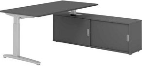 HAMMERBACHER XBE16SB höhenverstellbarer Schreibtisch grafit rechteckig, C-Fuß-Gestell silber 160,0 x 80,0 cm