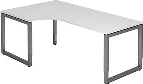 HAMMERBACHER RS82 höhenverstellbarer Schreibtisch weiß rechteckig, Kufen-Gestell grau 200,0 x 120,0 cm
