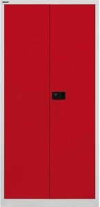 BISLEY Putzmittelschrank Universal E782AAG506 lichtgrau, kardinalrot 4 Fachböden 91,4 x 40,0 x 195,0 cm, aufgebaut, 1 S...