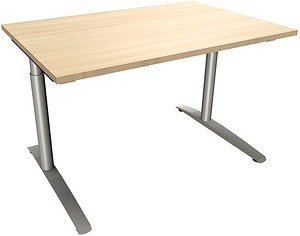 fm fastline höhenverstellbarer Schreibtisch königsahorn rechteckig, C-Fuß-Gestell Rundrohr silber 120,0 x 80,0 cm