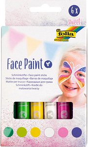 6 folia Sweet Kinderschmink-Set farbsortiert