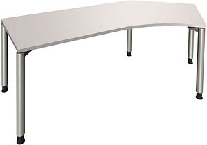 Thumbnail - fm fastline Schreibtisch lichtgrau Bogenform, 4-Fuß-Gestell silber 220,0 x 80,0 cm