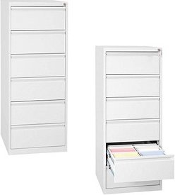 Gürkan Karteischrank reinweiß 6 Schubladen 53,0 x 62,0 x 132,0 cm