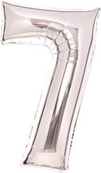 amscan® Folienballon Medium, Zahl 7 silber, 1 St.