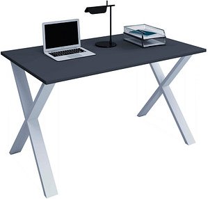 Thumbnail - VCM my office Lona Schreibtisch anthrazit rechteckig, X-Fuß-Gestell silber 140,0 x 50,0 cm