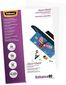 Fellowes Laminierfolien Super Quick glänzend für A4 80 micron, 100 St.