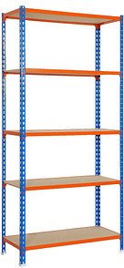 Thumbnail - Simonrack Schwerlastregal MADERCLICK PLUS 5/500 458100025201055 blau, orange 100,0 x 50,0 x 200,0 cm