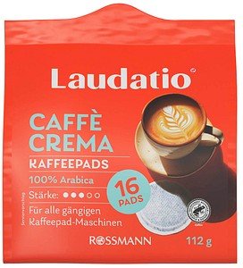LAUDATIO CAFFÈ CREMA Kaffeepads, Arabicabohnen kräftig, 16 Pads