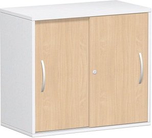 geramöbel Schiebetürenschrank Flex, S-381501-BW weiß, buche 1 Fachboden 80,0 x 42,5 x 72,0 cm