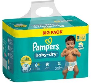 Pampers® Windeln baby-dry™ BIG PACK  Größe Gr.2 (4-8 kg) für Neugeborene, 88 St.