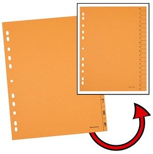 Trennblätter DIN A4 0-9 orange, 250 g/qm, 100 St.