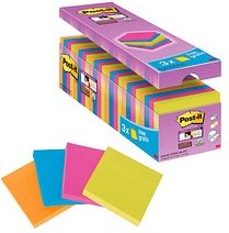 21 + 3 GRATIS: Post-it® Super Sticky Notes Haftnotizen farbsortiert, 21 Blöcke + GRATIS 3 Blöcke