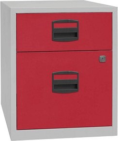 BISLEY Home Rollcontainer lichtgrau, kardinalrot 2 Auszüge 41,3 x 40,0 x 52,8 cm