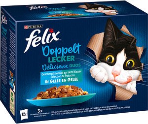 Thumbnail - felix® Katzen-Nassfutter Doppelt lecker Délicieux duos Geschmacksvielfalt aus dem Wasser 12x 85,0 g