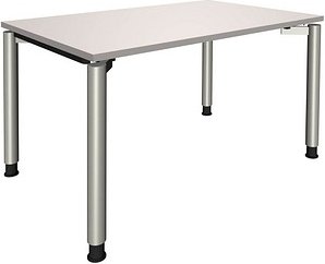 Thumbnail - fm fastline höhenverstellbarer Schreibtisch lichtgrau rechteckig, 4-Fuß-Gestell silber 120,0 x 80,0 cm
