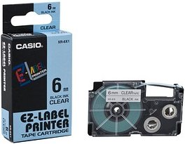 CASIO Schriftband XR-6X XR-6X1, 6 mm schwarz auf transparent, 1 St.