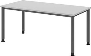 Thumbnail - HAMMERBACHER HS16 höhenverstellbarer Schreibtisch lichtgrau rechteckig, 4-Fuß-Gestell grau 160,0 x 80,0 cm
