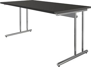 Thumbnail - Kerkmann Lago Schreibtisch anthrazit rechteckig, C-Fuß-Gestell chrom 160,0 x 80,0 cm