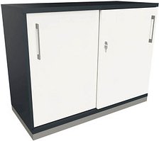 fm Schiebetürenschrank Oldenburg, 4260649683484 weiß, lavagrau 1 Fachboden 100,0 x 44,2 x 78,1 cm