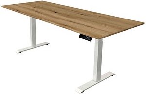 Kerkmann Move 1 stable elektrisch höhenverstellbarer Schreibtisch asteiche rechteckig, T-Fuß-Gestell weiß 200,0 x 80,0 c...