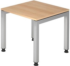 Thumbnail - HAMMERBACHER JS08 höhenverstellbarer Schreibtisch eiche rechteckig, 4-Fuß-Gestell silber 80,0 x 80,0 cm