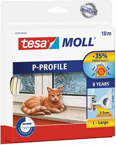 Thumbnail - tesa tesamoll® P-Profil Fenster-Dichtungsband weiß 9,0 mm x 10,0 m 1 St.