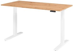 HAMMERBACHER XMKA16 elektrisch höhenverstellbarer Schreibtisch asteiche rechteckig, C-Fuß-Gestell weiß 160,0 x 80,0 cm