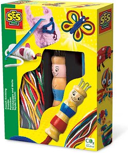 SES Creative® Bastelset Strickpuppe mit Wolle mehrfarbig