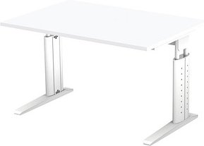 Thumbnail - HAMMERBACHER Haziender höhenverstellbarer Schreibtisch weiß rechteckig, C-Fuß-Gestell weiß 120,0 x 80,0 cm