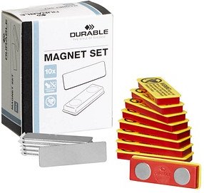 DURABLE Selbstklebende Magnete rot/gelb 10 St.