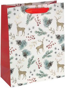 5 SIGEL Geschenktüten Christmas motifs watercolor Large rot/weiß 26,0 x 33,0 cm