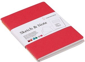 HAHNEMÜHLE Notizbücher DIN A6 blanko, cerise/paprika Softcover 40 (2x 20) Seiten, 2 St.