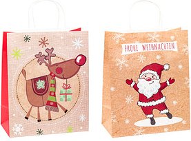 TSI Geschenktüten Weihnachten Kraftpapier Serie 1 Motiv sortiert 26,0 x 32,0 cm, 6 St.