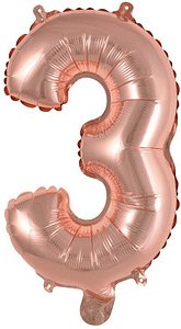 amscan® Folienballon Mini, Zahl 3 rosé, 1 St.