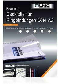 Thumbnail - LMG Deckfolien für Bindemappen PREMIUM transparent, DIN A3 0,3 mm, 100 St.