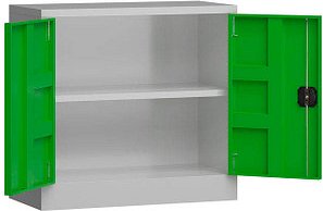 ClassiX Stahlschrank X-530305 lichtgrau, gelbgrün 1 Fachboden 80,0 x 38,0 x 75,0 cm, aufgebaut, 1 St.