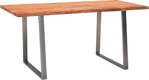 Thumbnail - WOHNLING Schreibtisch akazie rechteckig, Trapez-Gestell silber 160,0 x 80,0 cm