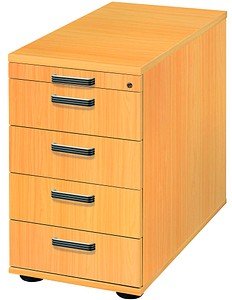 Thumbnail - HAMMERBACHER Haziender Standcontainer buche 5 Auszüge 42,8 x 80,0 x 72,0 - 76,0 cm