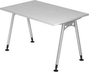 HAMMERBACHER AS12 höhenverstellbarer Schreibtisch lichtgrau rechteckig, A-Fuß-Gestell silber 120,0 x 80,0 cm