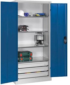 CP Metallschrank 8921-503 S10135 lichtgrau, enzianblau 93,0 x 50,0 x 195,0 cm, aufgebaut, 1 St.