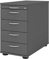 Thumbnail - HAMMERBACHER Solid SC50 Standcontainer grafit 5 Auszüge Metall-Bügelgriff chrom 42,8 x 80,0 x 72,0 - 76,0 cm