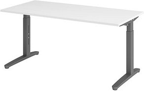 Thumbnail - HAMMERBACHER VXB16 höhenverstellbarer Schreibtisch weiß rechteckig, C-Fuß-Gestell grau 160,0 x 80,0 cm