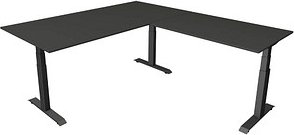 Thumbnail - Kerkmann Move 4 elektrisch höhenverstellbarer Schreibtisch anthrazit rechteckig, T-Fuß-Gestell grau 200,0 x 220,0 cm