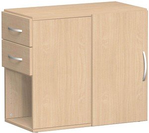 Thumbnail - geramöbel Flex Standcontainer buche 2 Auszüge Stahl-Bügelgriff silber 80,0 x 42,0 x 72,0 cm