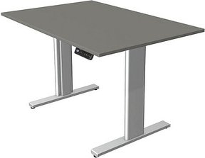 Thumbnail - Kerkmann Move 3 tube elektrisch höhenverstellbarer Schreibtisch grafit rechteckig, T-Fuß-Gestell silber 120,0 x 80,0 cm